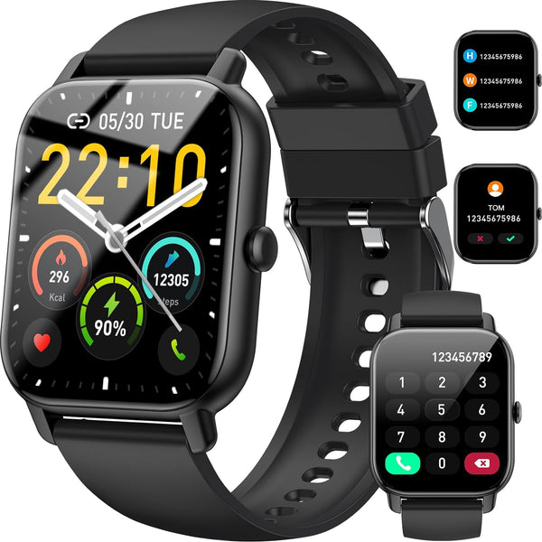 Waterproof Smart Watch Compatible with Android IOS For Men and Women in Black Color