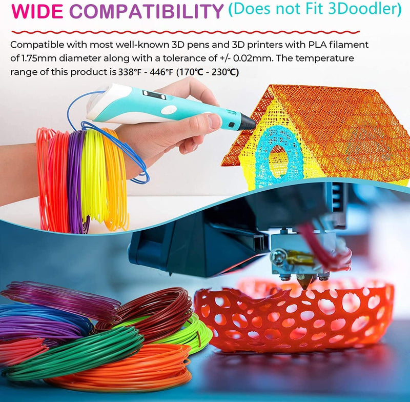 3D Pen Filament Refills, 1.75mm PLA Filament 20 Colors Total 328 Feet,  (Does Not Fit 3Doodler)