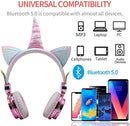 Kids Unicorn Wireless Headphones - Rhinestone Girls Bluetooth Headset with Mic, Safe Volume Limiting, Perfect for Study, Online Streaming, and Birthday Surprises!"