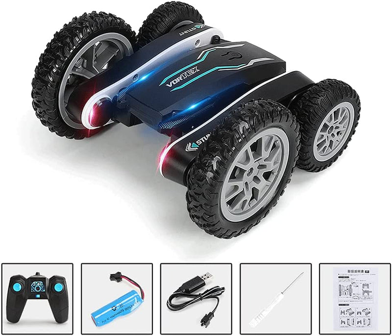 Viomicia 2.4G Remote Control Car Electric Stunt Car RC Double-sided Car 360°rotating Flower Car 4WD RC Twisted Car Charged RC Vehicle Boy Toy Car Children's Gifts zhengzilu (Color : Black)