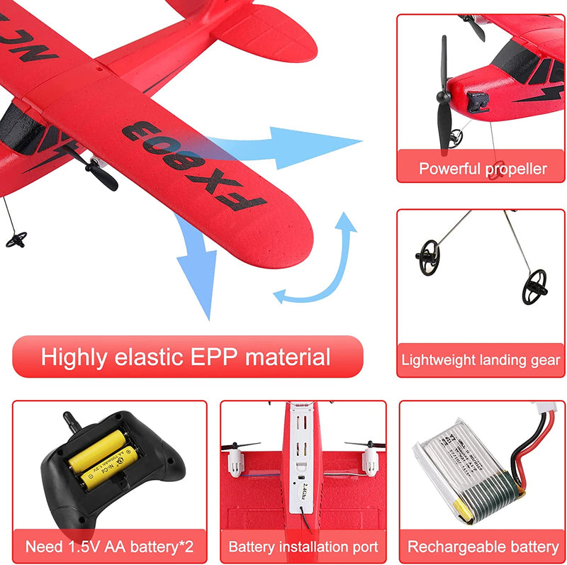 2.4GHz 2 Channel RC Plane FX-803 RC Airplane Built-in Gyro EPP RC Aircraft Glider For Beginner, Kids, and Adult
