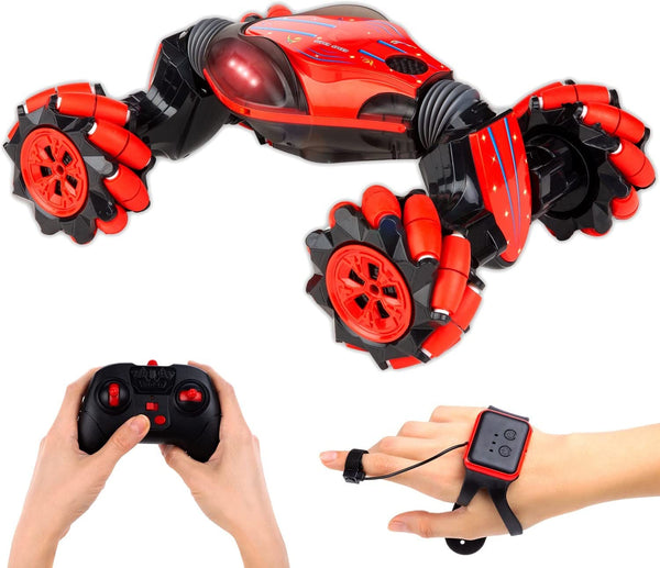 RC Stunt Car Remote and Gesture Control, 1:12 Scale, 4 WD Rechargeable, Double Sided Driving, Rotating Twisting Climbing Vehicle, 360° Flips, Amazing Stunt Toy Car for Kids Adults