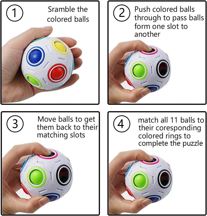 Magic Rainbow Fidget Ball Toy – Speed Cube Stress Relief, Squeezable, Ages 3+
