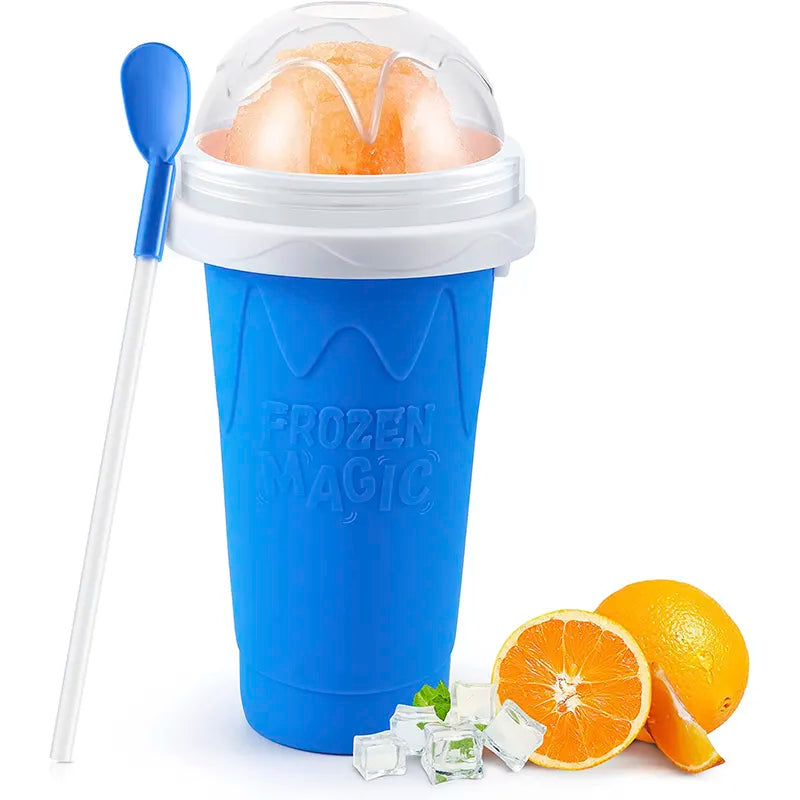 Slushy Maker Cup, Quick Frozen Magic Squeeze Cup, Smoothies Cup, Double Layer Squeeze Cooling Cup,for Kids Homemade Slushie Maker Summer DIY Milk Shake Ice Cream Maker