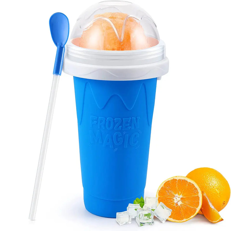 Slushy Maker Cup, Quick Frozen Magic Squeeze Cup, Smoothies Cup, Double Layer Squeeze Cooling Cup,for Kids Homemade Slushie Maker Summer DIY Milk Shake Ice Cream Maker