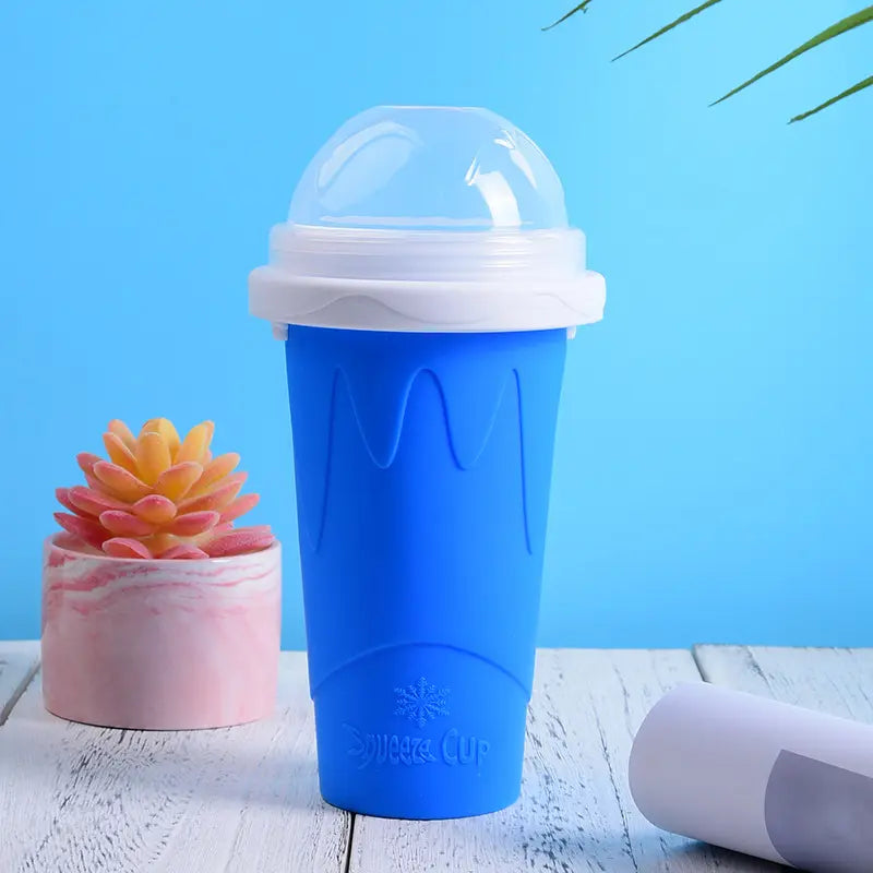 Slushy Maker Cup, Quick Frozen Magic Squeeze Cup, Smoothies Cup, Double Layer Squeeze Cooling Cup,for Kids Homemade Slushie Maker Summer DIY Milk Shake Ice Cream Maker