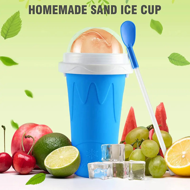 Slushy Maker Cup, Quick Frozen Magic Squeeze Cup, Smoothies Cup, Double Layer Squeeze Cooling Cup,for Kids Homemade Slushie Maker Summer DIY Milk Shake Ice Cream Maker