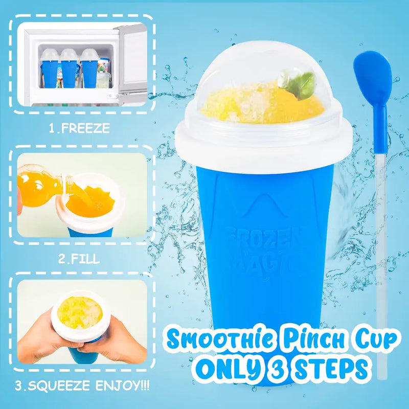 Slushy Maker Cup, Smoothie Pinch Ice Cup, Quick Frozen Smoothie Cups with  Lids, Cooling Cup Squeeze Cup, DIY Homemade Milk Shake Ice Cream Maker  Smoothie Cups for Kids Adults Summer 