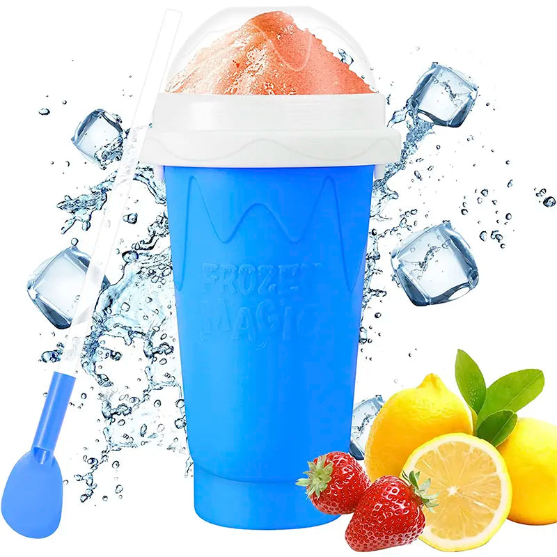 Slushy Maker Cup, Quick Frozen Magic Squeeze Cup, Smoothies Cup, Double Layer Squeeze Cooling Cup,for Kids Homemade Slushie Maker Summer DIY Milk Shake Ice Cream Maker