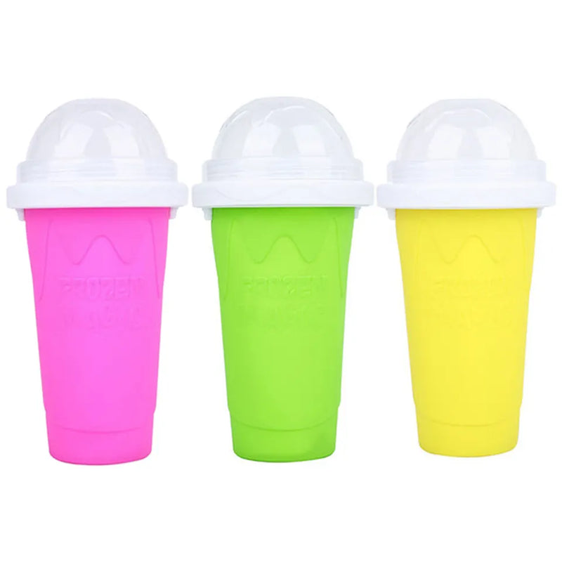 Slushy Maker Cup, Quick Frozen Magic Squeeze Cup, Smoothies Cup, Double Layer Squeeze Cooling Cup,for Kids Homemade Slushie Maker Summer DIY Milk Shake Ice Cream Maker