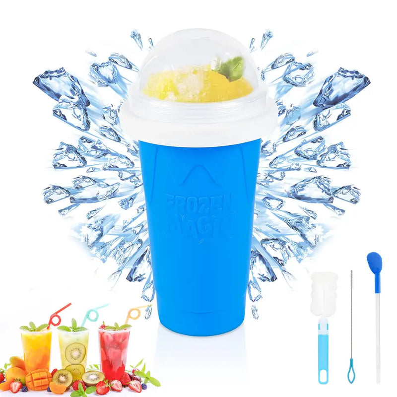 Slushy Maker Cup, Quick Frozen Magic Squeeze Cup, Smoothies Cup, Double Layer Squeeze Cooling Cup,for Kids Homemade Slushie Maker Summer DIY Milk Shake Ice Cream Maker