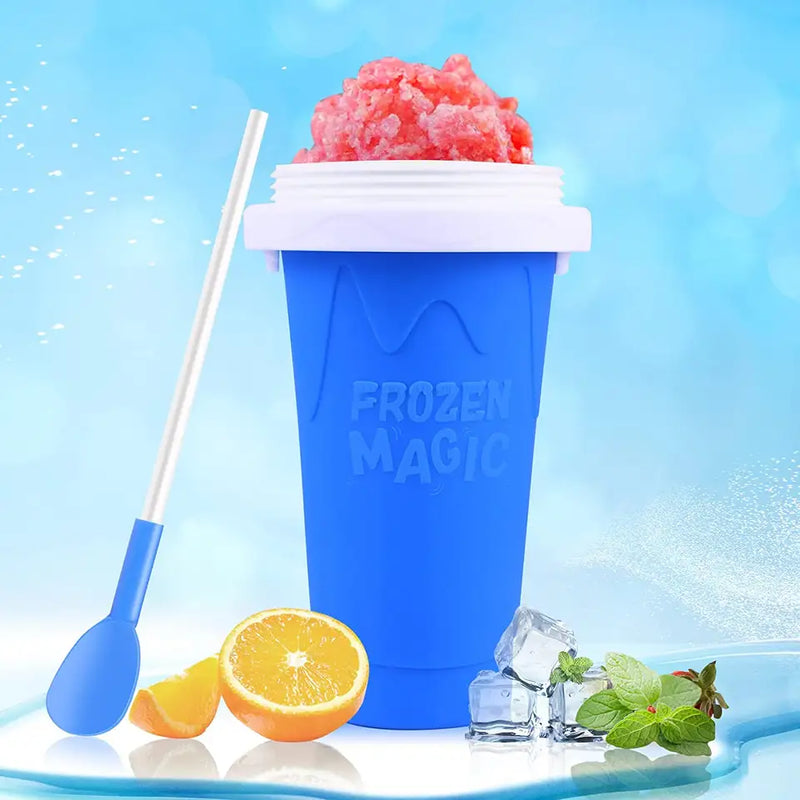 Slushy Maker Cup, Quick Frozen Magic Squeeze Cup, Smoothies Cup, Double Layer Squeeze Cooling Cup,for Kids Homemade Slushie Maker Summer DIY Milk Shake Ice Cream Maker