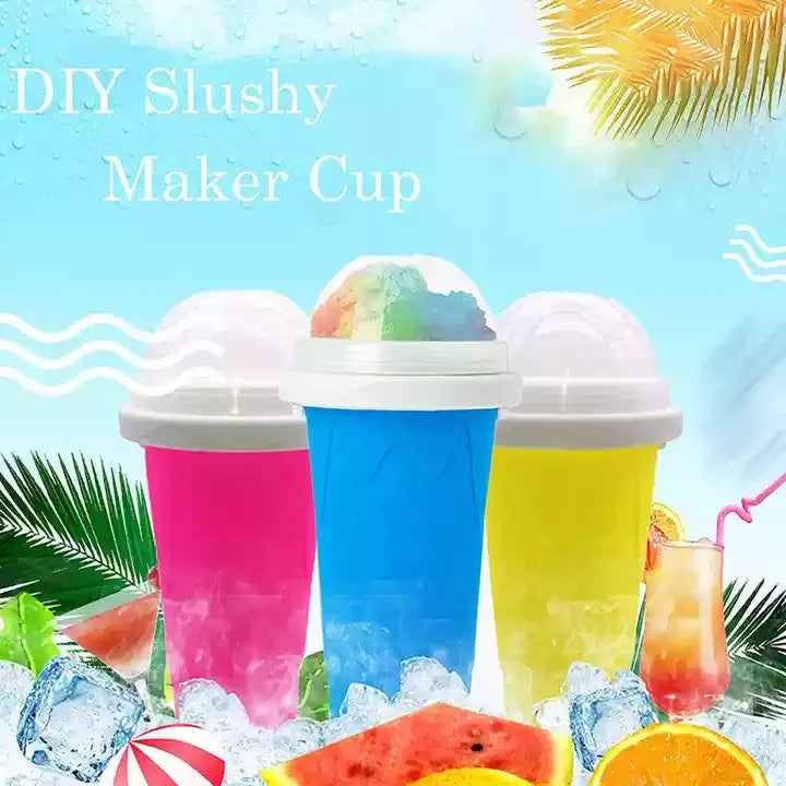 Slushy Maker Cup, Quick Frozen Magic Squeeze Cup, Smoothies Cup, Double Layer Squeeze Cooling Cup,for Kids Homemade Slushie Maker Summer DIY Milk Shake Ice Cream Maker