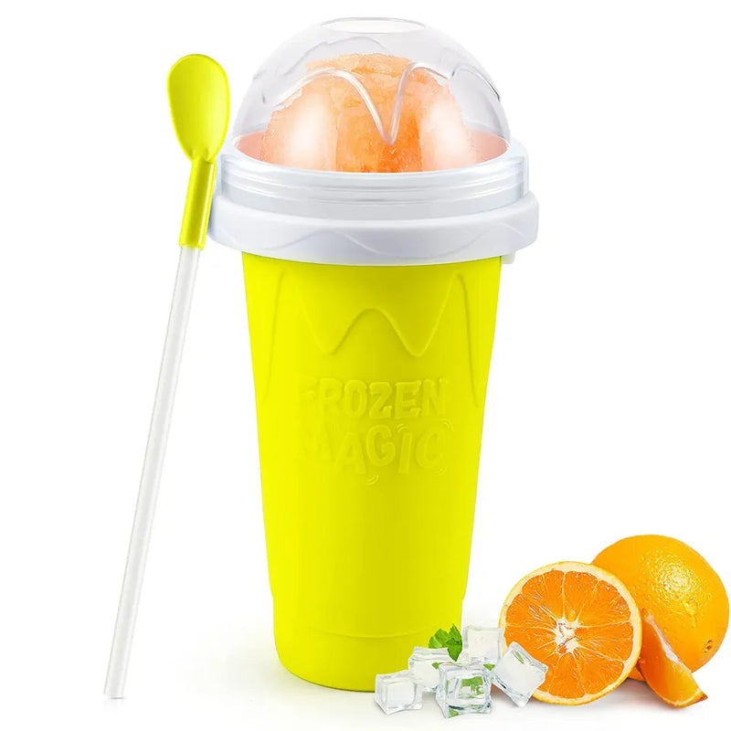 Slushy Maker Cup, Quick Frozen Magic Squeeze Cup, Smoothies Cup, Double Layer Squeeze Cooling Cup,for Kids Homemade Slushie Maker Summer DIY Milk Shake Ice Cream Maker