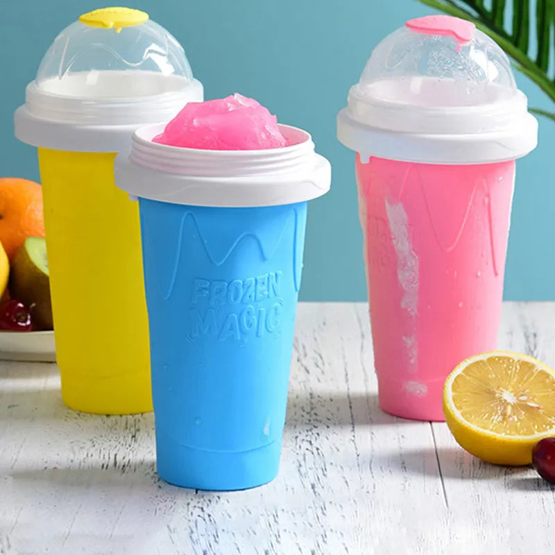 Slushy Maker Cup, Quick Frozen Magic Squeeze Cup, Smoothies Cup, Double Layer Squeeze Cooling Cup,for Kids Homemade Slushie Maker Summer DIY Milk Shake Ice Cream Maker