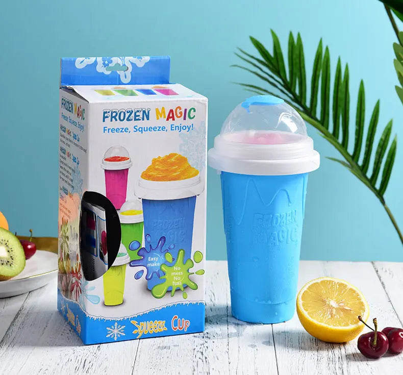 Slushy Maker Cup, Quick Frozen Magic Squeeze Cup, Smoothies Cup, Double Layer Squeeze Cooling Cup,for Kids Homemade Slushie Maker Summer DIY Milk Shake Ice Cream Maker