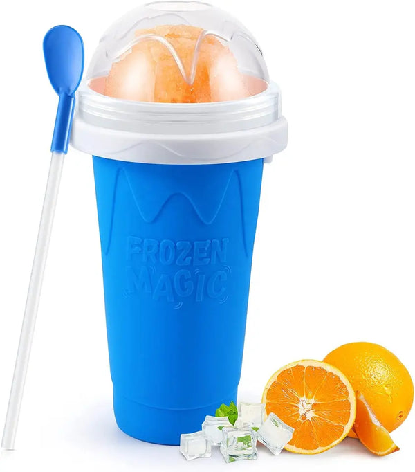 Slushy Maker Cup, Quick Frozen Magic Squeeze Cup, Smoothies Cup, Double Layer Squeeze Cooling Cup,for Kids Homemade Slushie Maker Summer DIY Milk Shake Ice Cream Maker