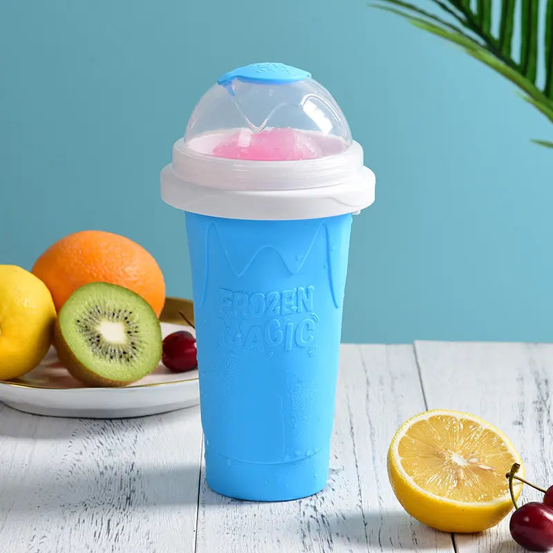 Slushy Maker Cup, Quick Frozen Magic Squeeze Cup, Smoothies Cup, Double Layer Squeeze Cooling Cup,for Kids Homemade Slushie Maker Summer DIY Milk Shake Ice Cream Maker