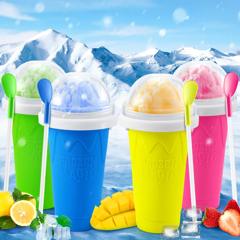 Slushy Maker Cup, Quick Frozen Magic Squeeze Cup, Smoothies Cup, Double Layer Squeeze Cooling Cup,for Kids Homemade Slushie Maker Summer DIY Milk Shake Ice Cream Maker