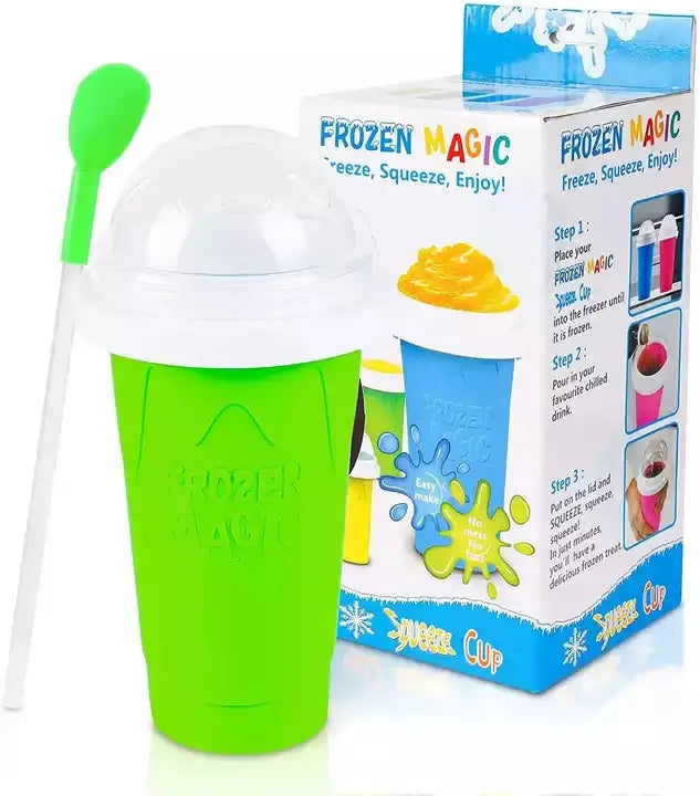 Slushy Maker Cup, Quick Frozen Magic Squeeze Cup, Smoothies Cup, Double Layer Squeeze Cooling Cup,for Kids Homemade Slushie Maker Summer DIY Milk Shake Ice Cream Maker