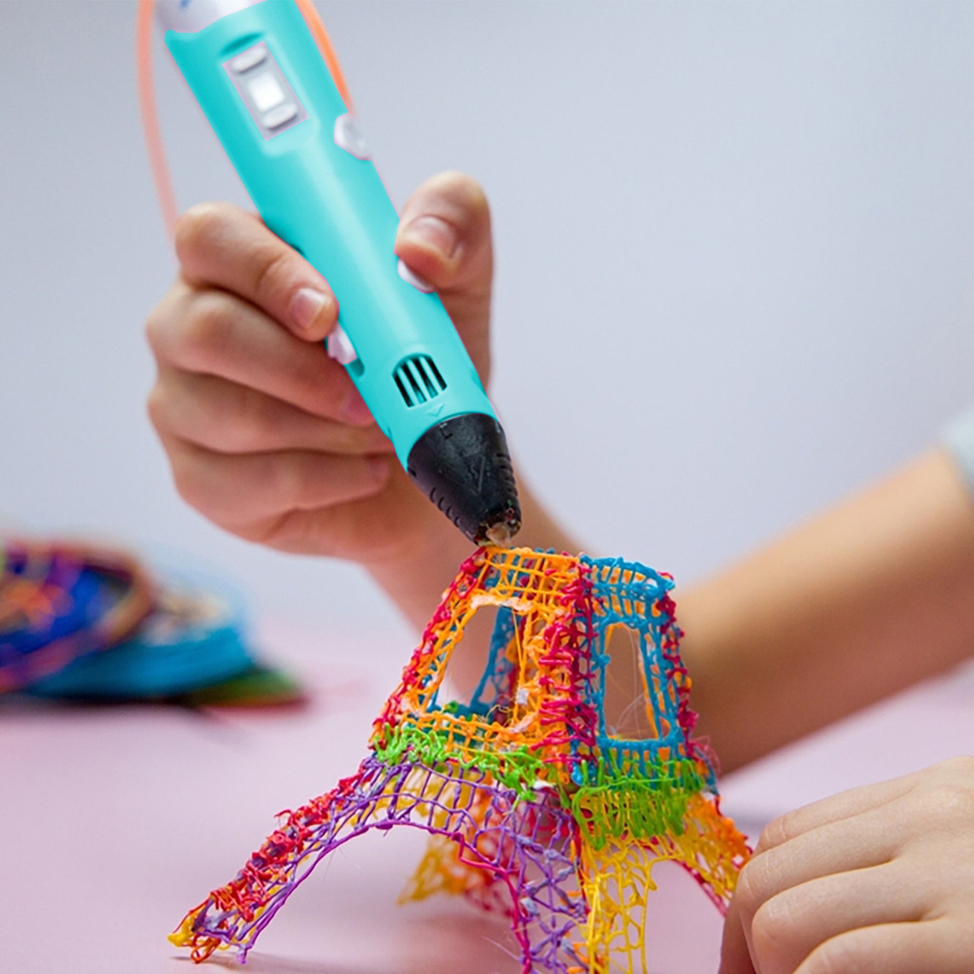 Kids 3D-Pen Starter Kit - Blue - Combodeal with 2x DIY 3D Print
