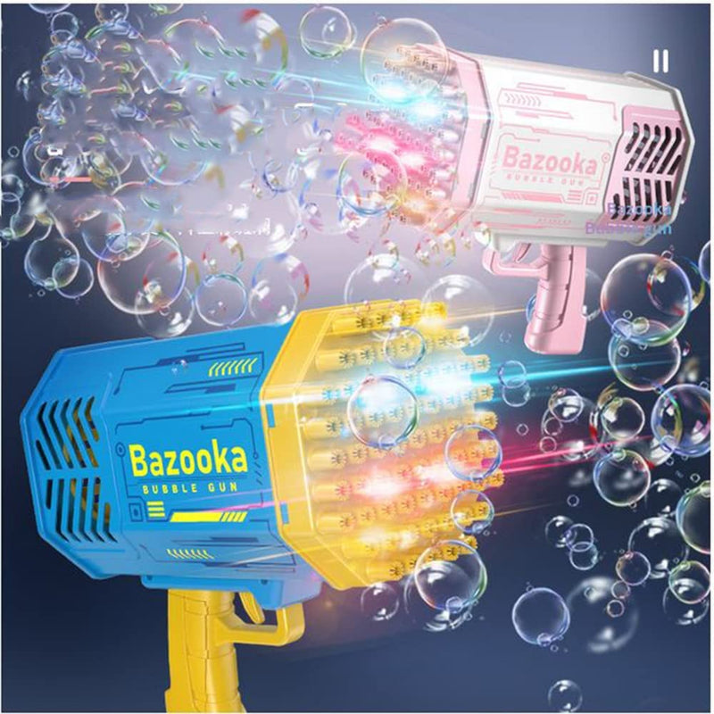 Bazooka Bubble Gun: 69-Hole Automatic Bubble Maker with LED Lights