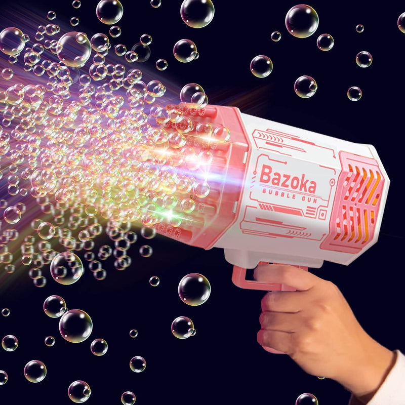Bazooka Bubble Gun: 69-Hole Automatic Bubble Maker with LED Lights