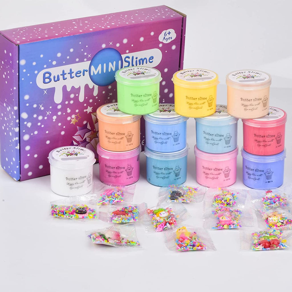12 PCS Butter Slime Kit,Party Favors, Prize, School Education, Birthday Gifts for Kids Girls Boys