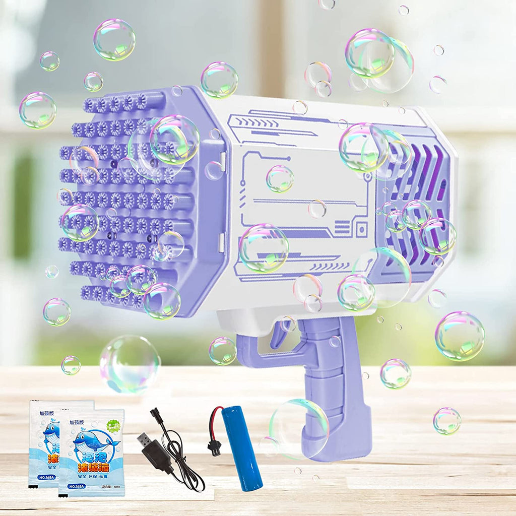 Bazooka Bubble Gun: 69-Hole Automatic Bubble Maker with LED Lights